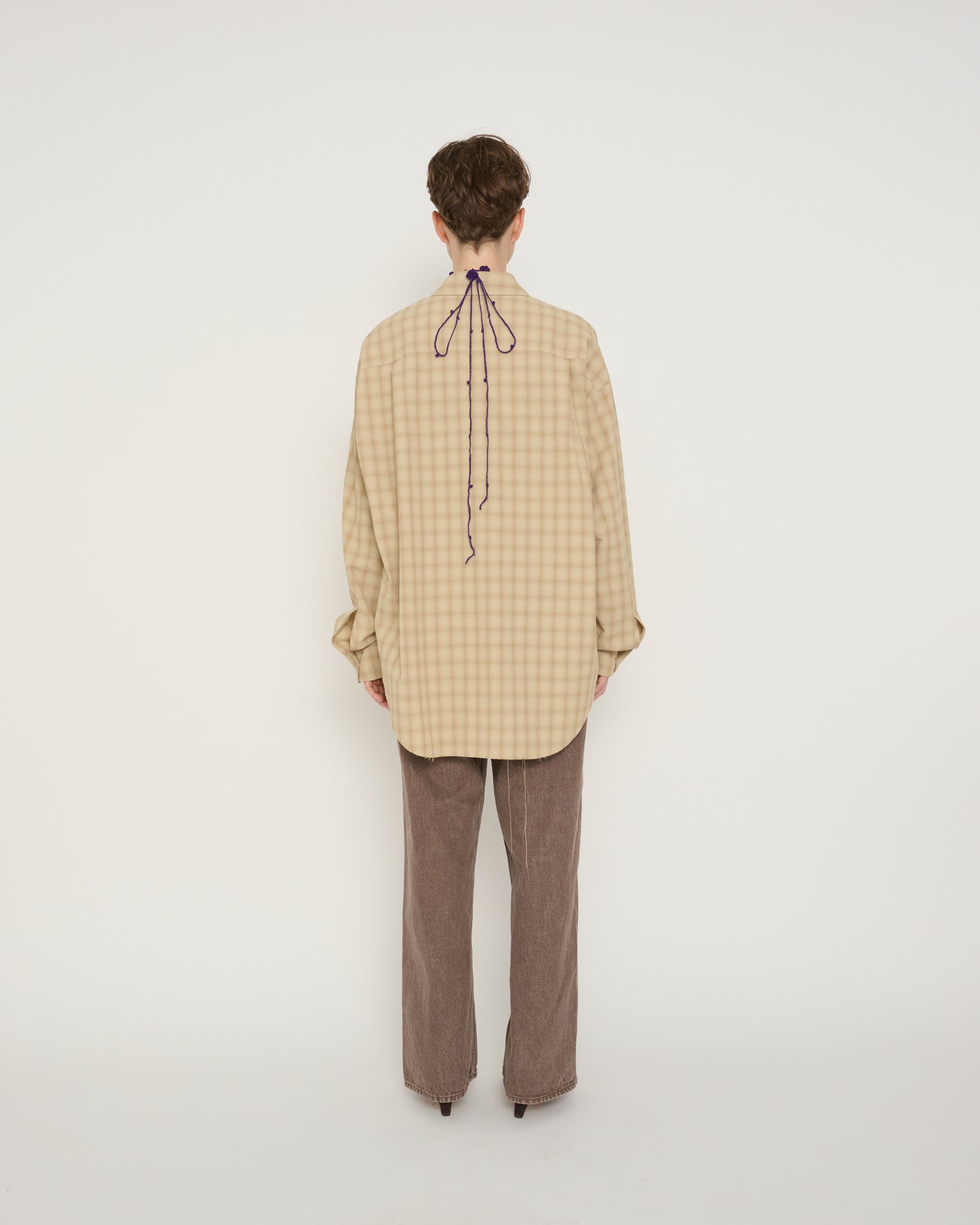 POLYESTER SHADOW CHECK WORK SHIRT - CHARCOAL CHECK