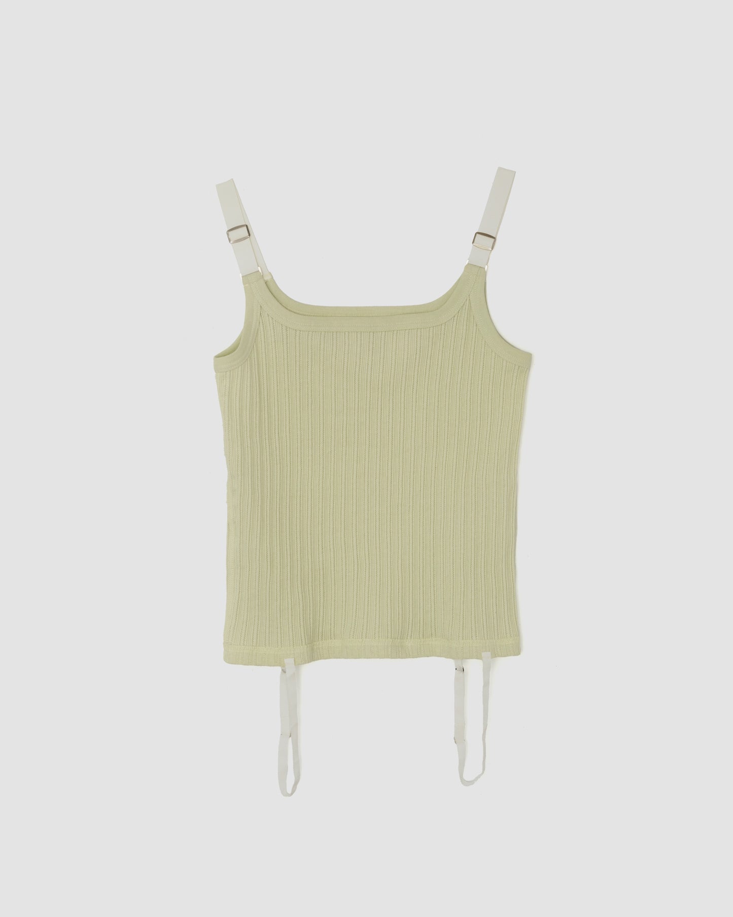 COTTON EYELET RIB UP DOWN CAMISOLE - MINT
