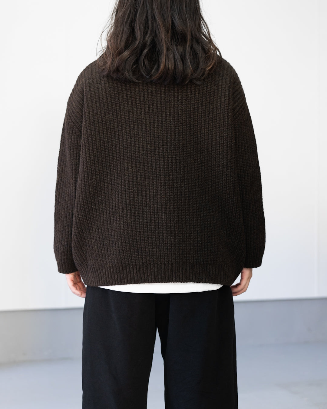 BABY ALPACA KNIT JACKET - BROWN