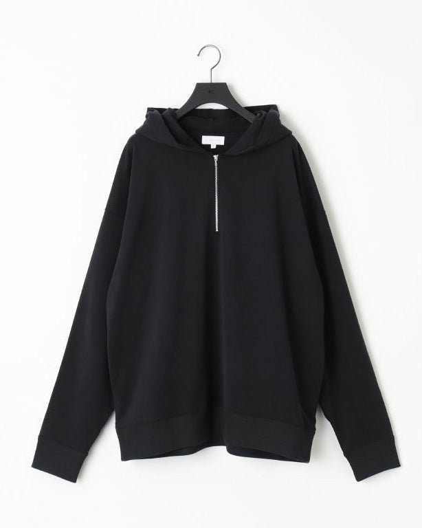 28G CUPRO HALF ZIP HOODIE - BLACK