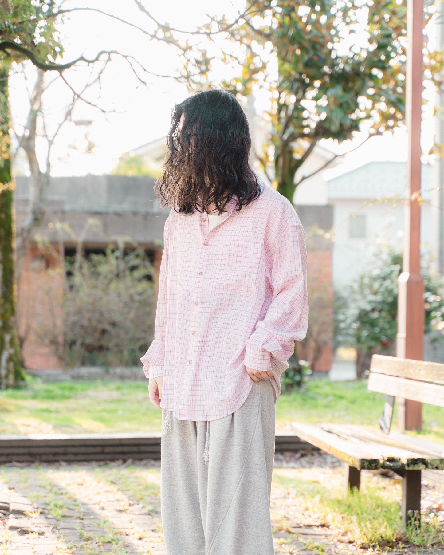 RONACHECK WRINKLE OVER SIZED SHIRTS - LEMONADE PINK