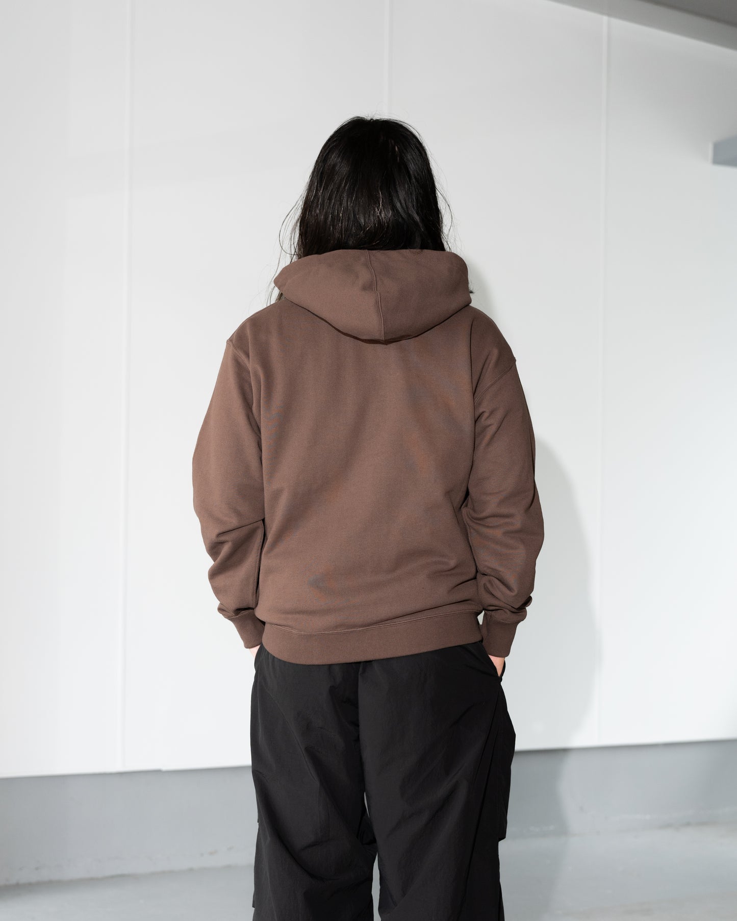 COTTON ZIP UP HOODIE - BROWN