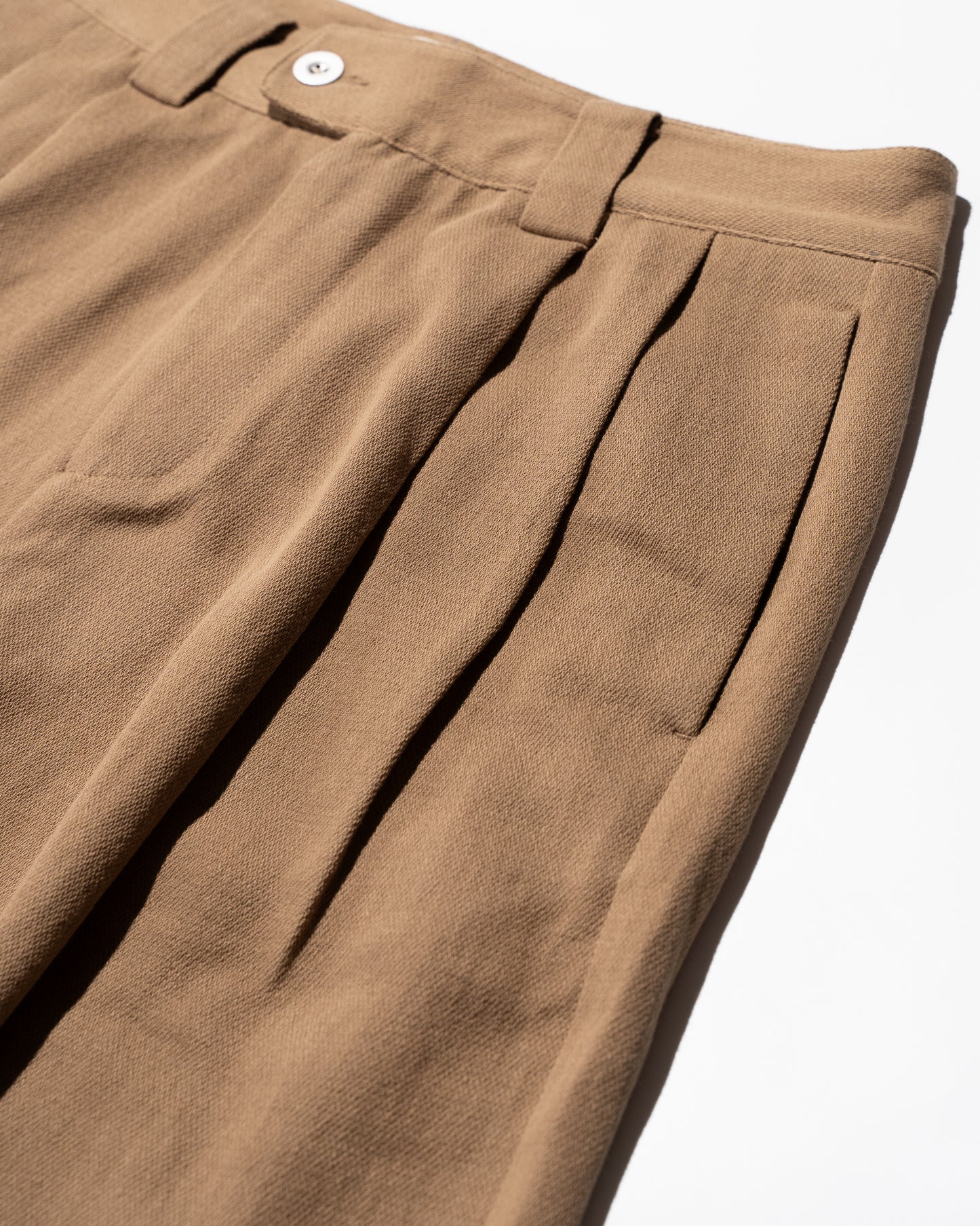 DOBBY COTTON WIDE CROPPED PANTS - CAPPUCCINO