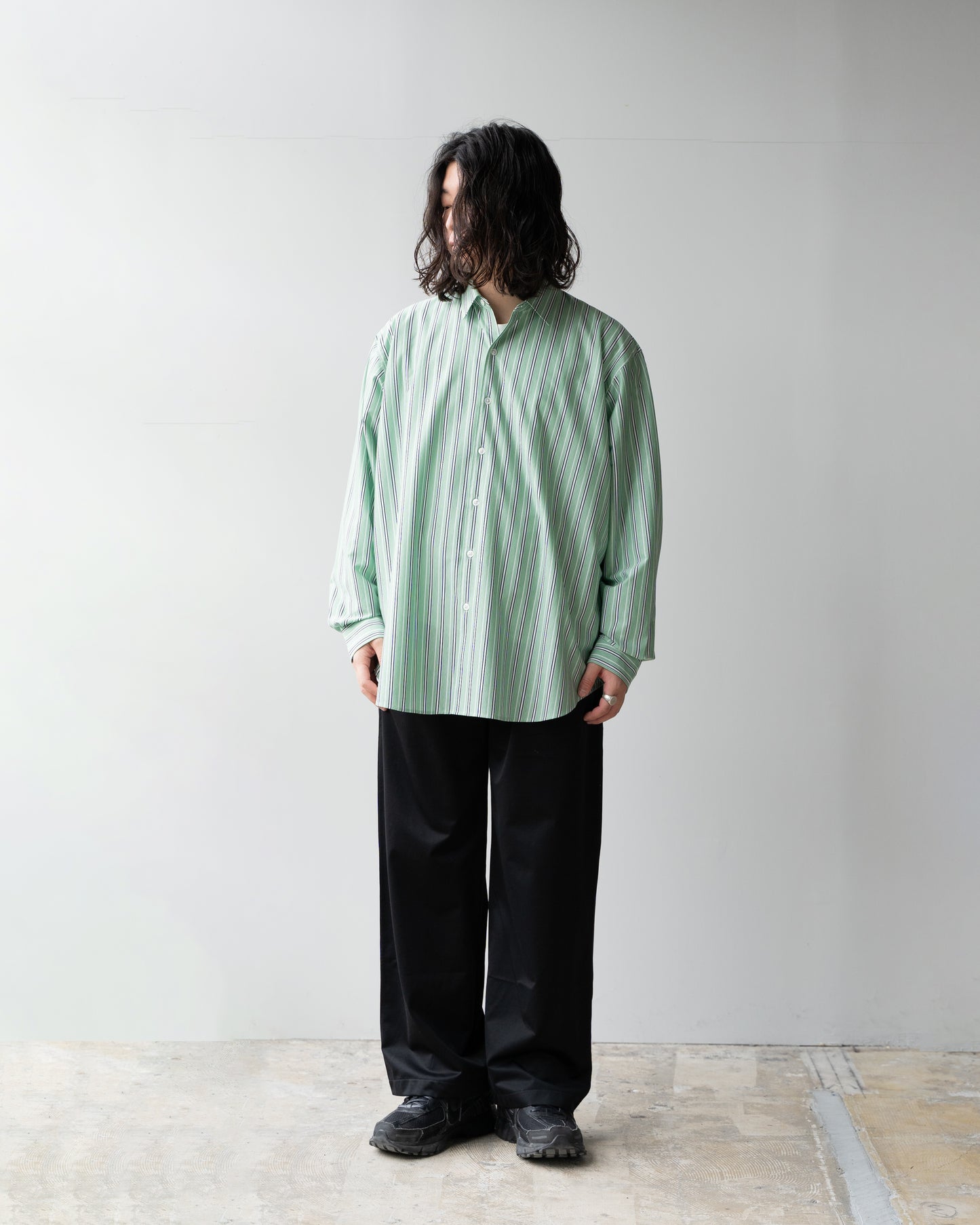 46G ATMOSPHERE STRIPE L/S SHIRT - GREEN