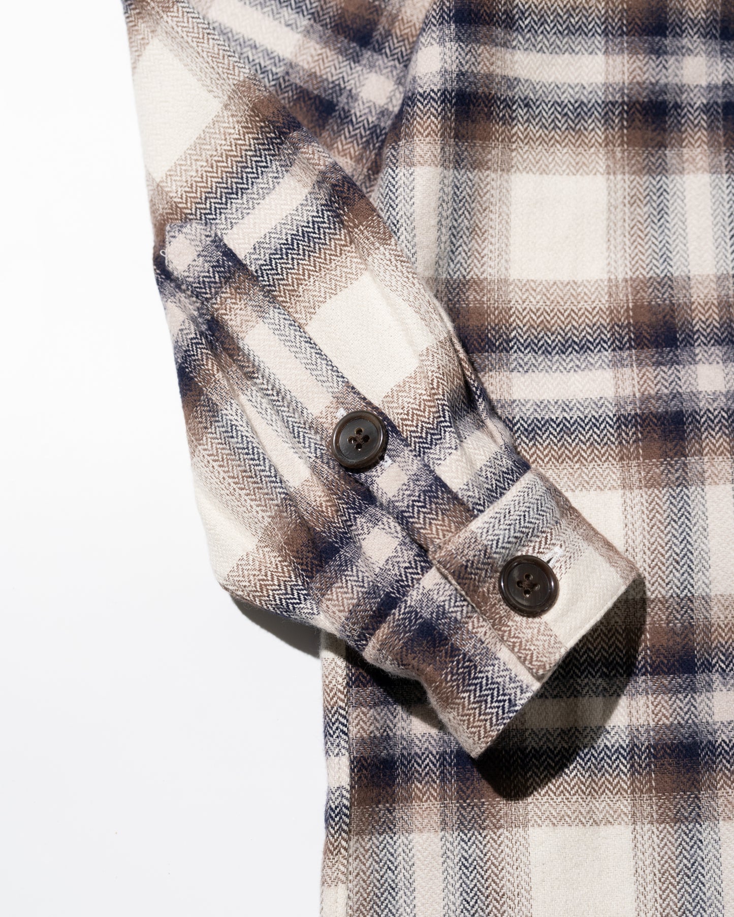 COTTON CHECK SHIRT JACKET (femme) - BROWN NAVY CHECK