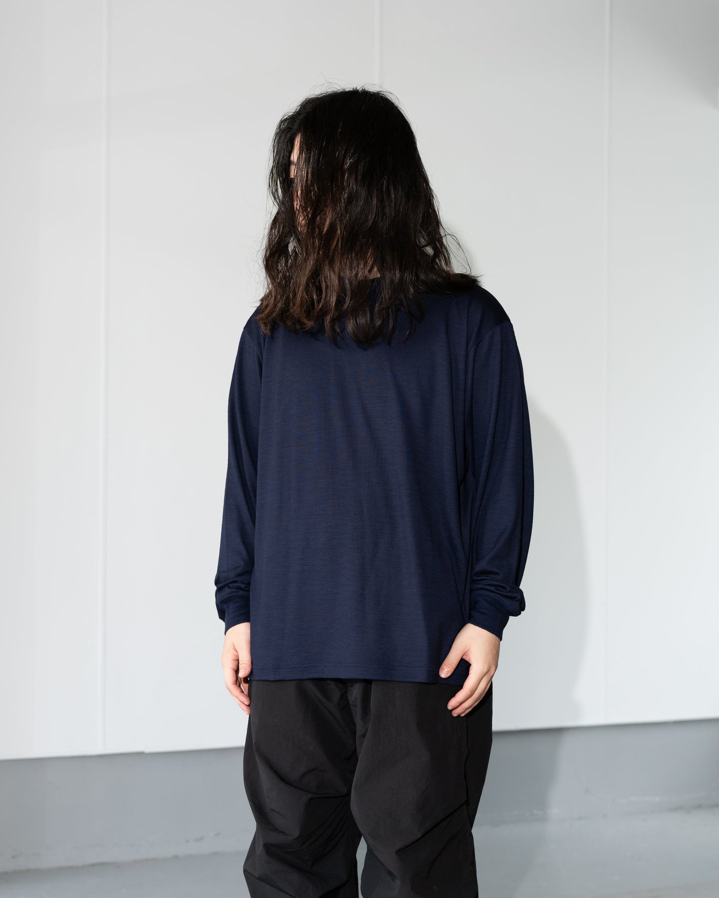 WOOL L/S T-SHIRTS - NAVY