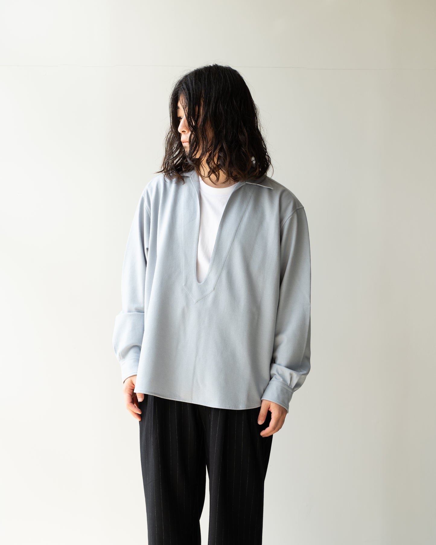 36G WOOL VARRUSE SHIRT - BLUE GRAY