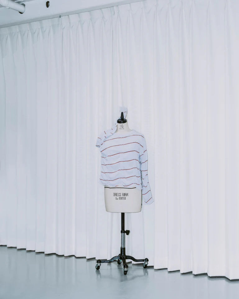 TUCKED JACQUARD BORDER PULLOVER - HEATHER GRAY