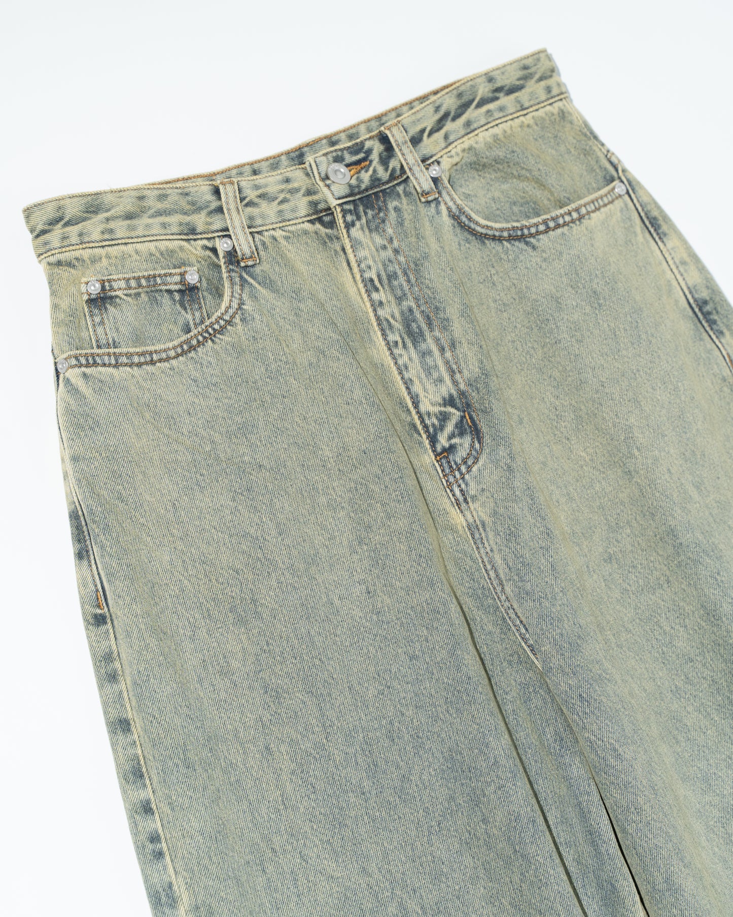 DISTRESSED EXTENDED CUT LUFT JEANS - INDIGO ACID WASH