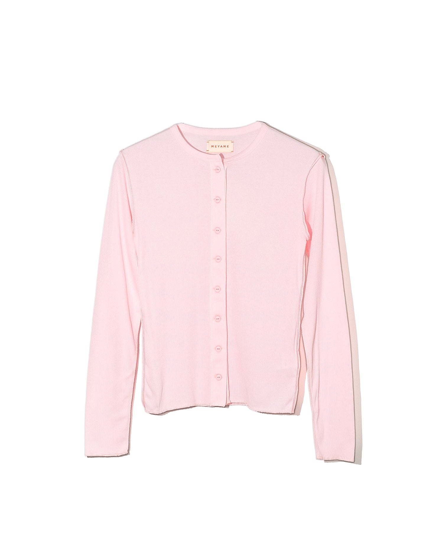 MEYAME (メヤメ) SOFT RIB SIDE STITCH CARDIGAN LIGHT PINK | HAKU