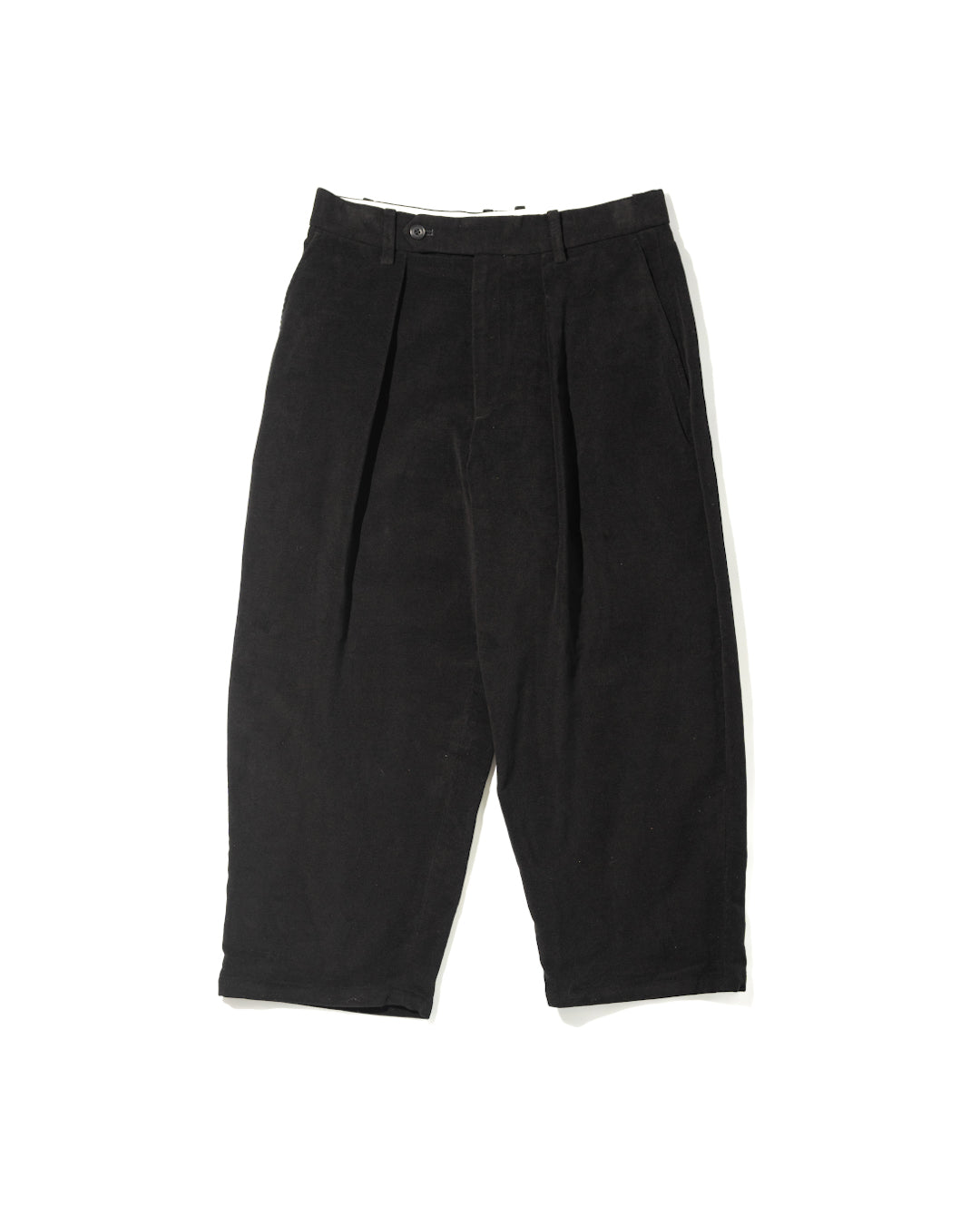 MOLESKIN PLEATED TROUSERS - BLACK