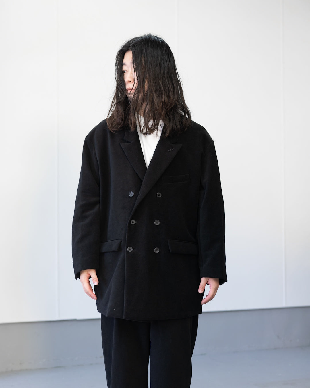 MOLESKIN DOUBLE BREASTED JACKET - BLACK