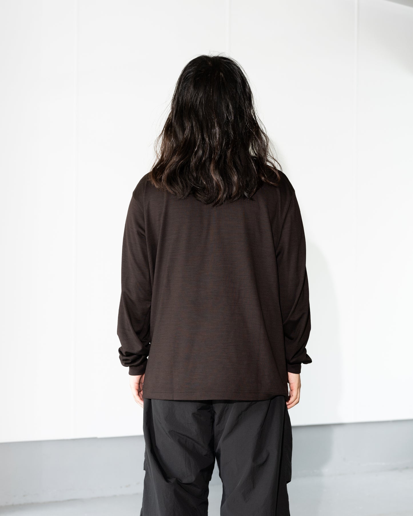 WOOL L/S T-SHIRTS - BROWN