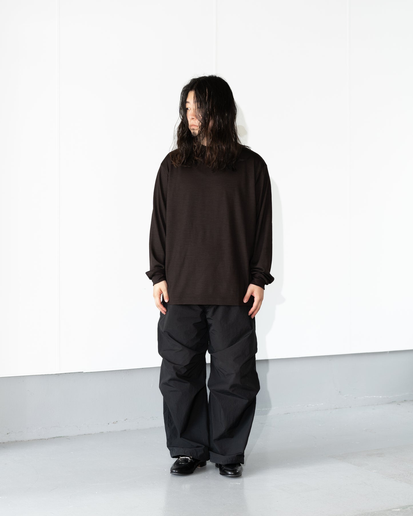WOOL L/S T-SHIRTS - BROWN