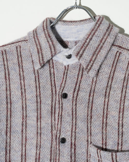 MOHAIR KNIT STRIPE SHIRT - BLUE
