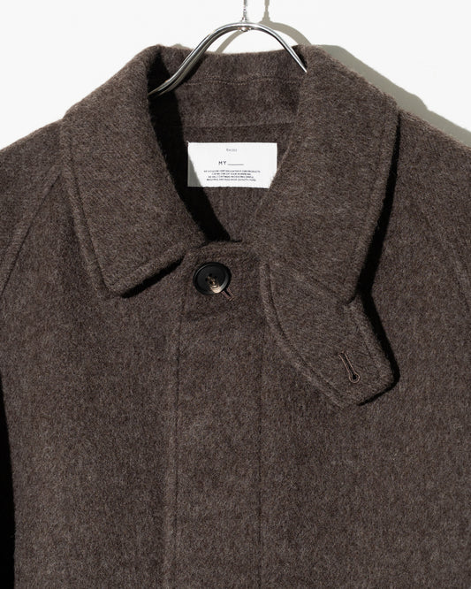 SINGLE BREASTED WOOL COAT - BROWN