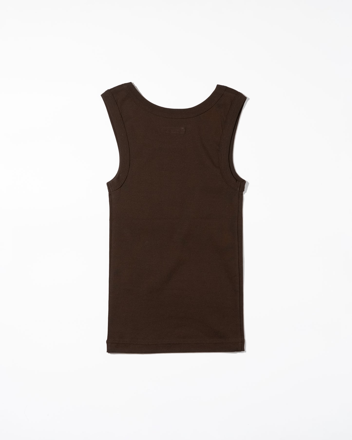 COTTON SQUARE TANK TOP - BROWN
