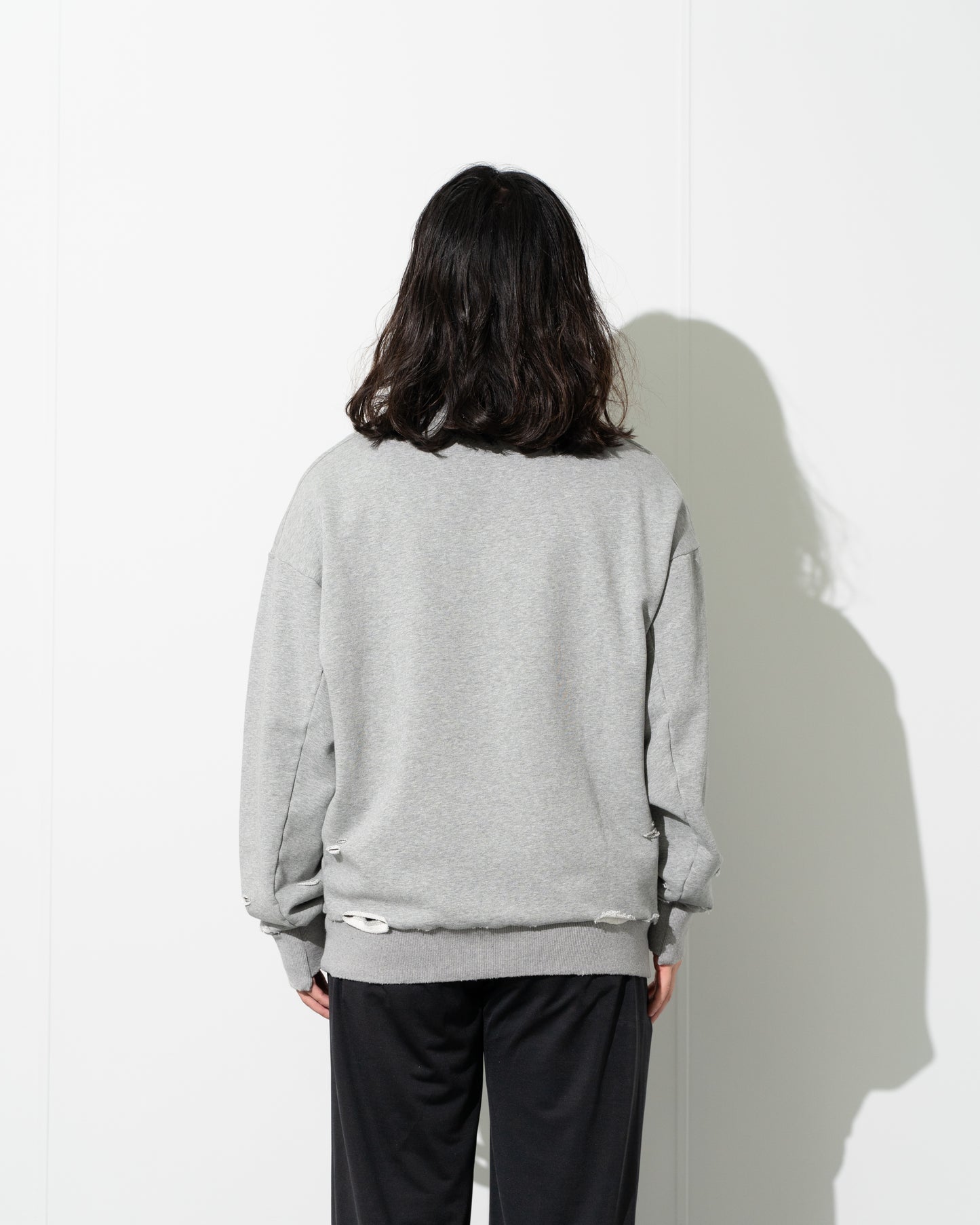 AGING DESTROYED SWEATSHIRT - MELANGE GREY