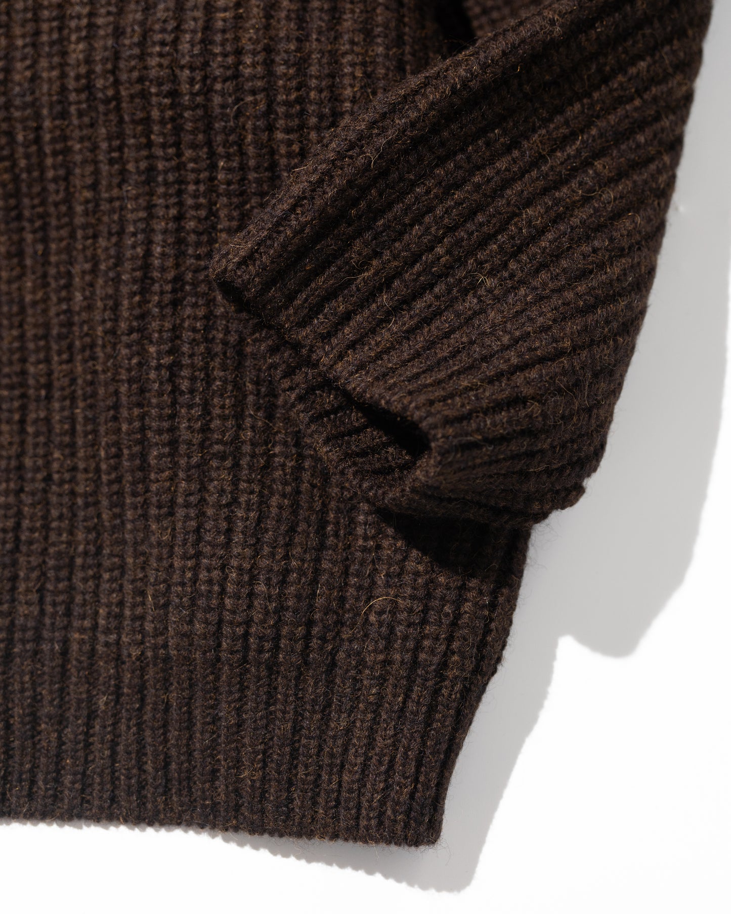 BABY ALPACA KNIT JACKET - BROWN