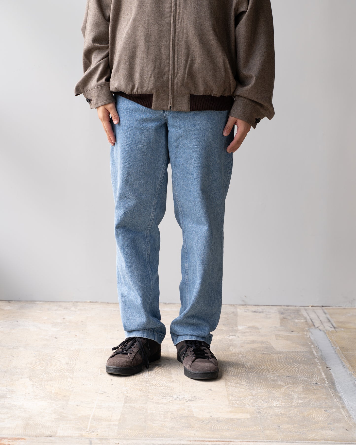WASH DENIM SLACKS - BLUE