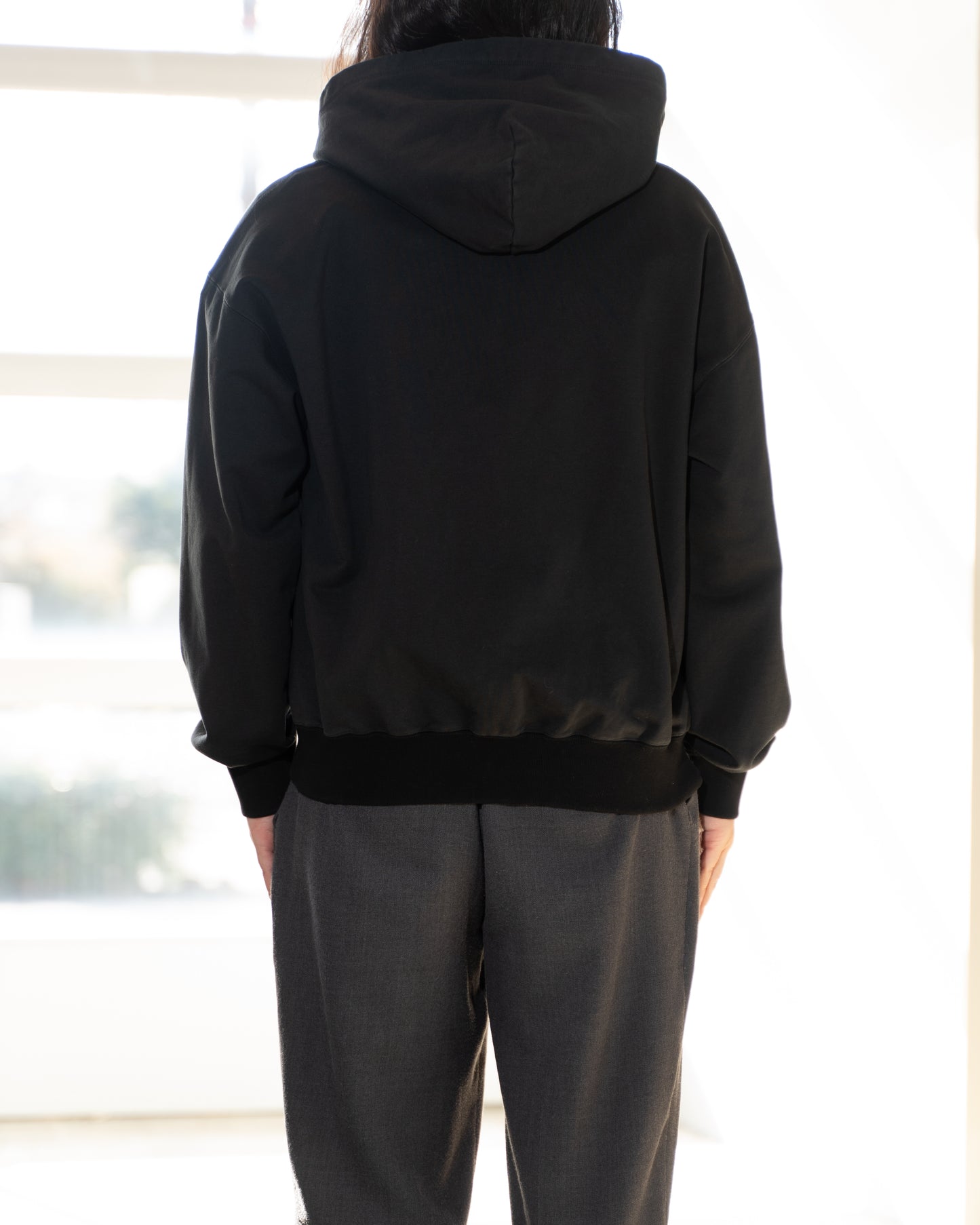 36G Fine Sweat Zip Hoodie - Black Dye