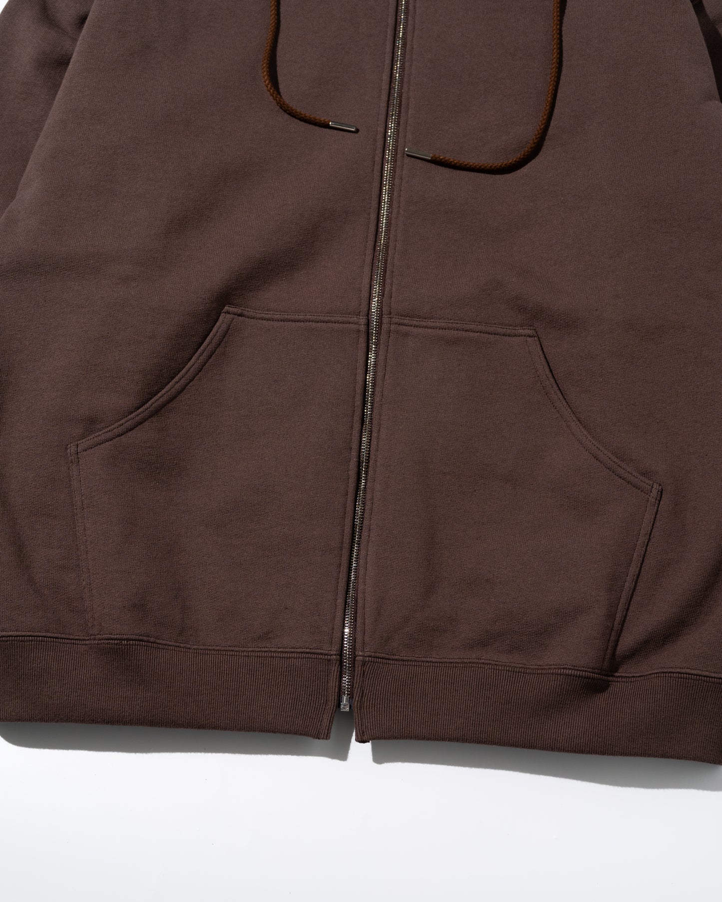 COTTON ZIP UP HOODIE - BROWN