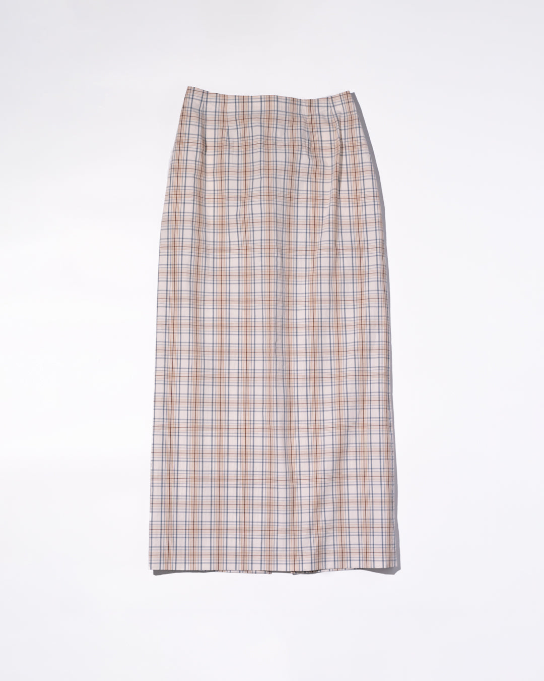 COTTON CHECK SKIRT - BEIGE CHECK