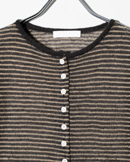 SUPER KID MOHAIR CARDIGAN - BEIGE×CHARCOAL