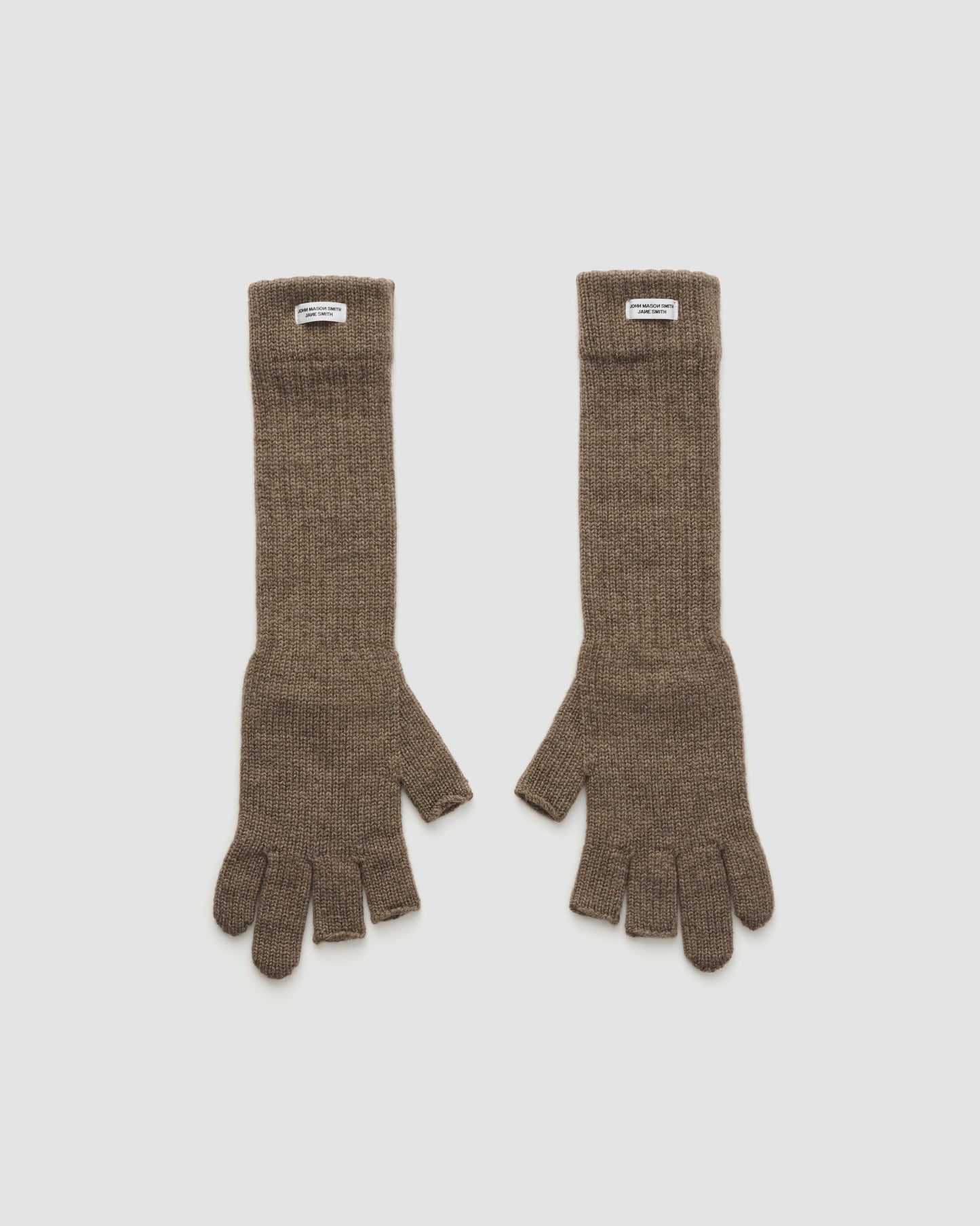 5G THREE FINGERLESS KNIT GLOVES -BROWN