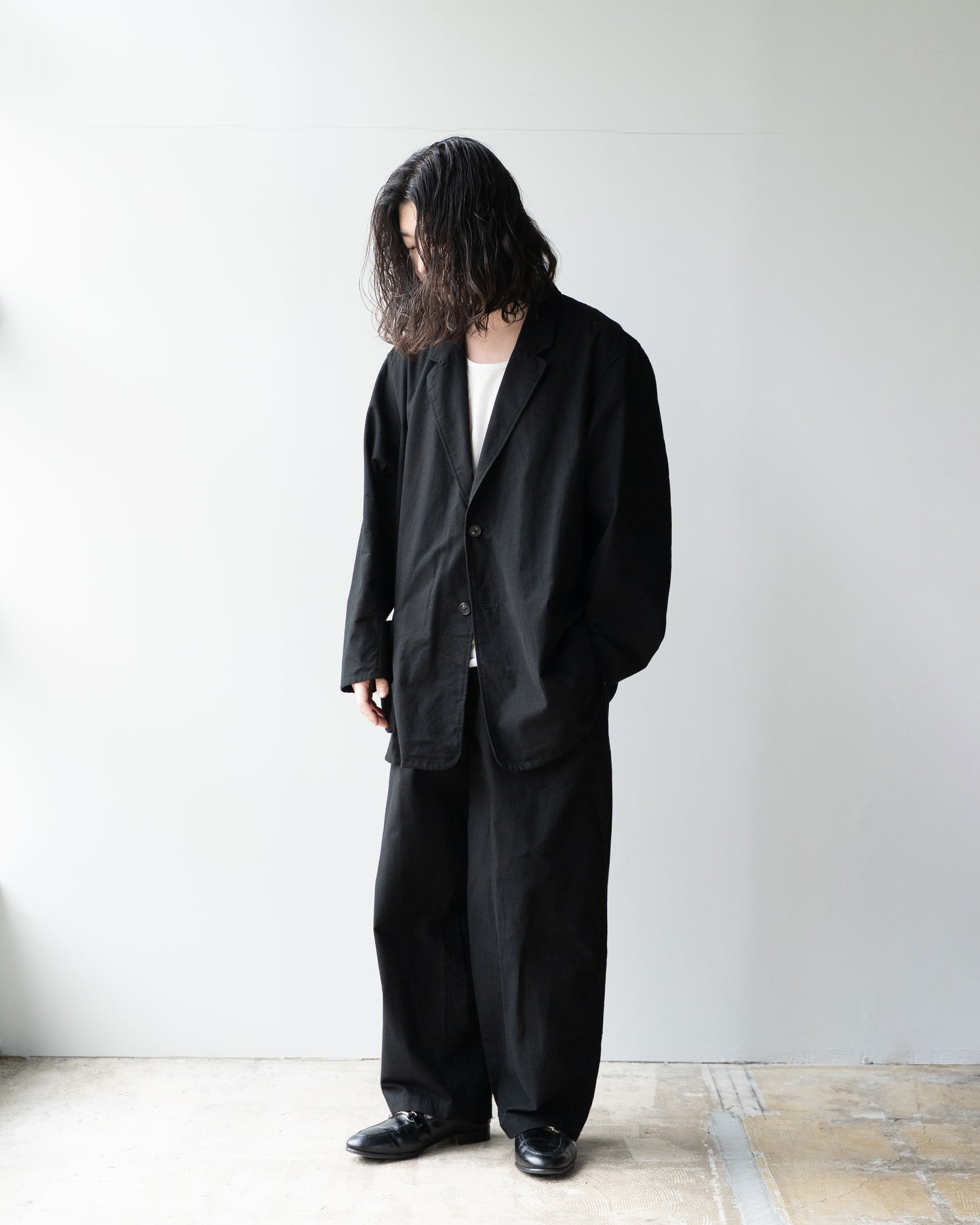 BRUSHED COTTON JACKET - BLACK