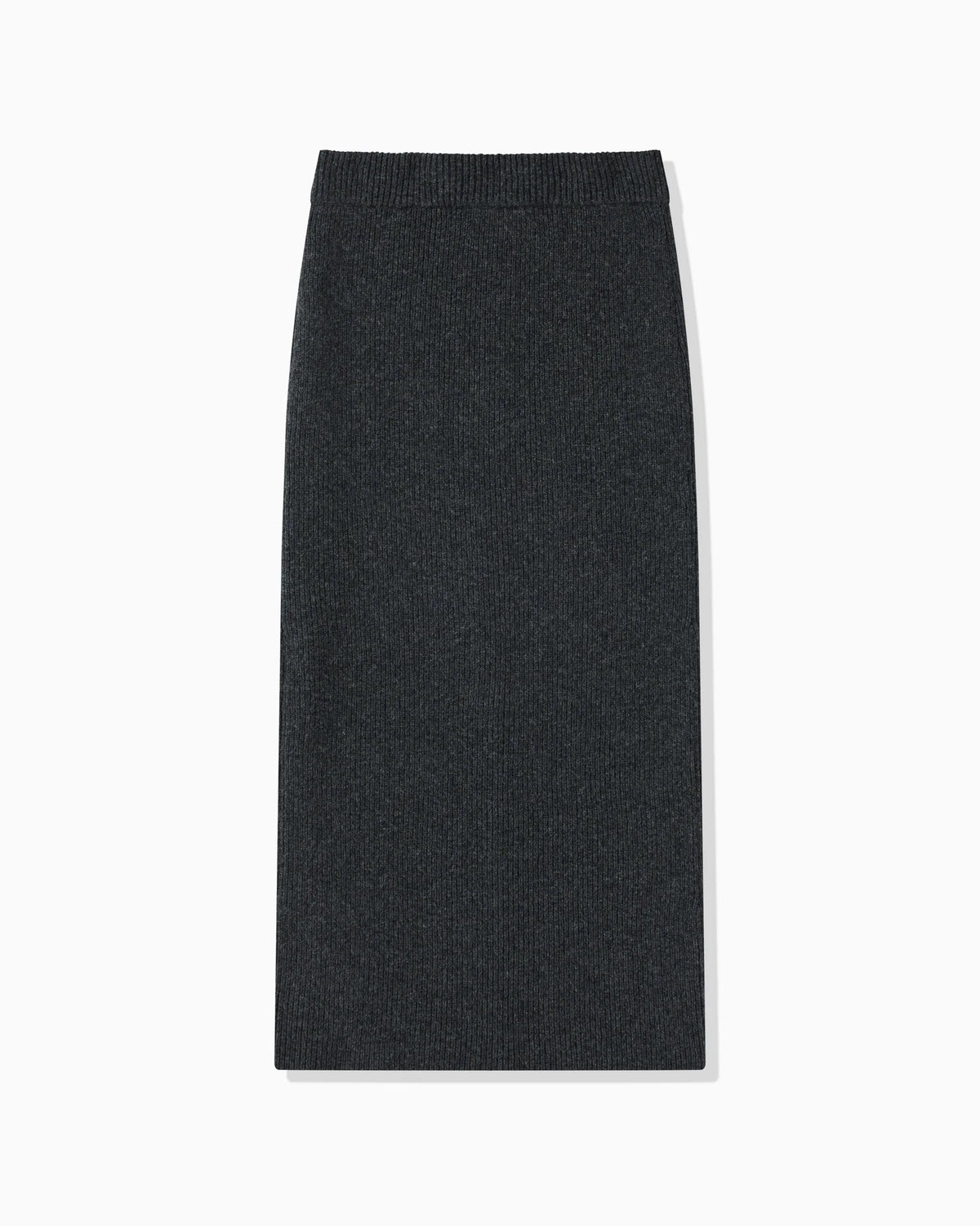 WOOL RIB KNIT SKIRT - DARK GRAY