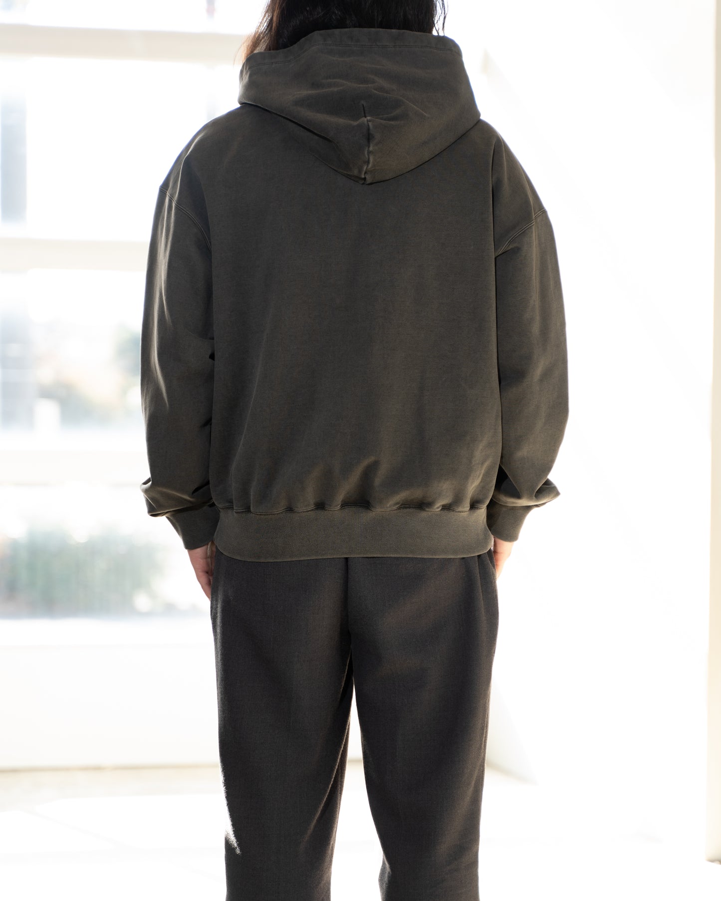 36G FINE SWEAT ZIP HOODIE - CHARCOAL PIGMENT