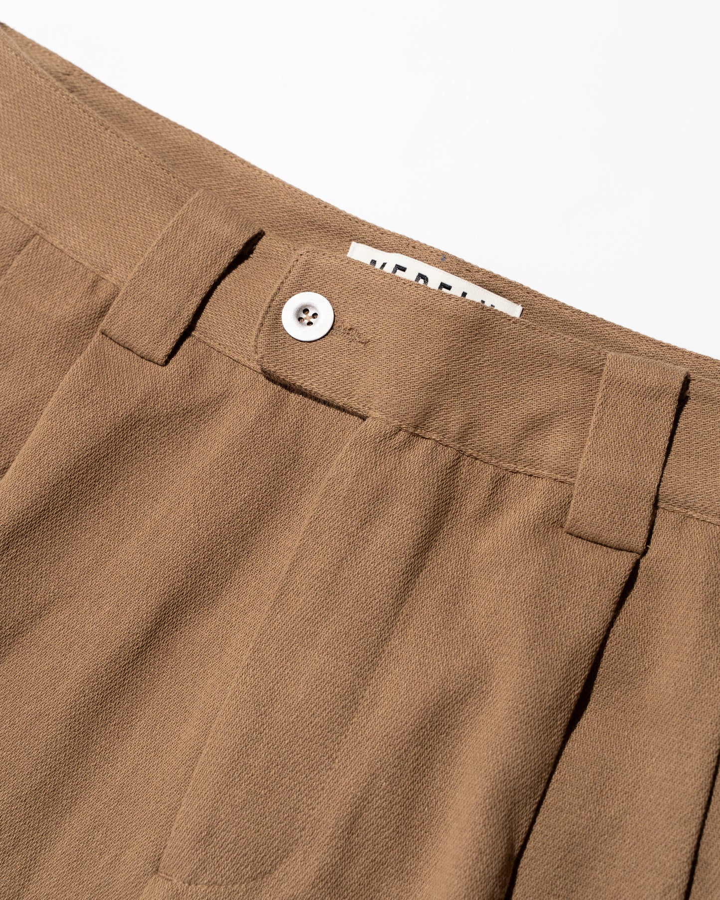 DOBBY COTTON WIDE CROPPED PANTS - CAPPUCCINO