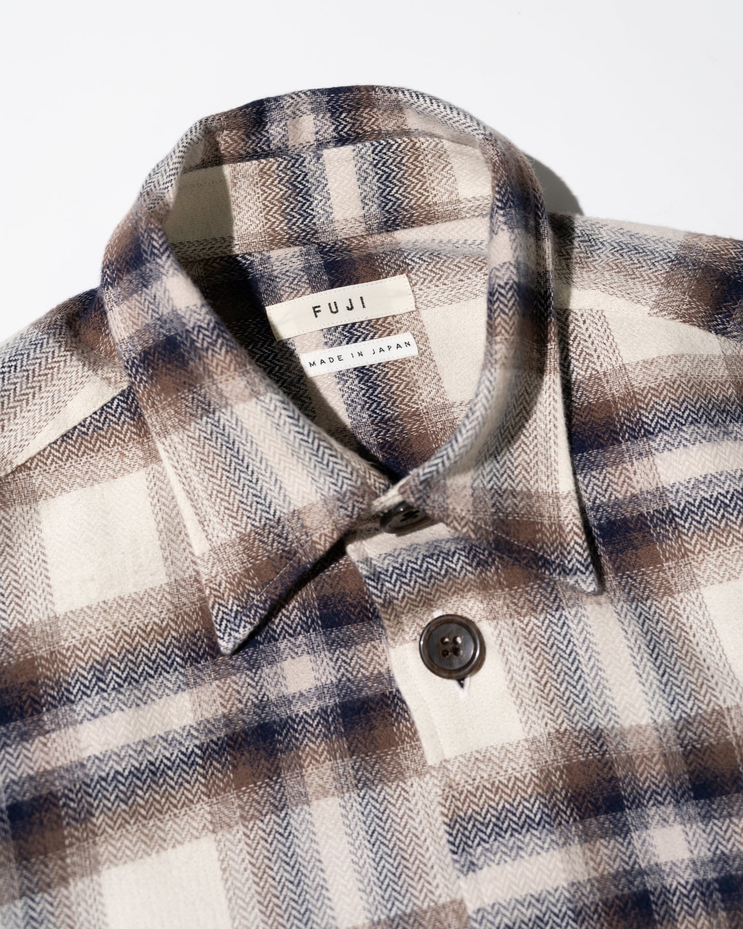 COTTON CHECK SHIRT JACKET (femme) - BROWN NAVY CHECK