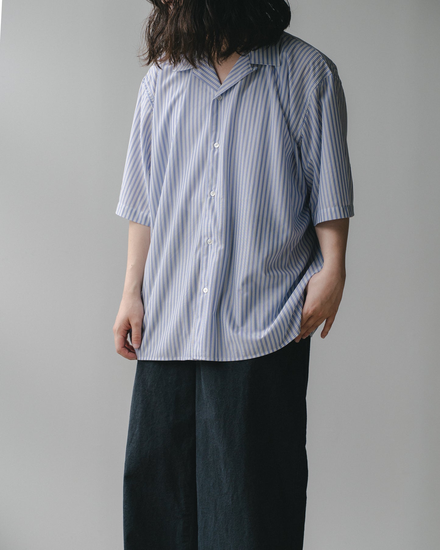 46G STRIPE ETHER SHIRT - SAX BLACK