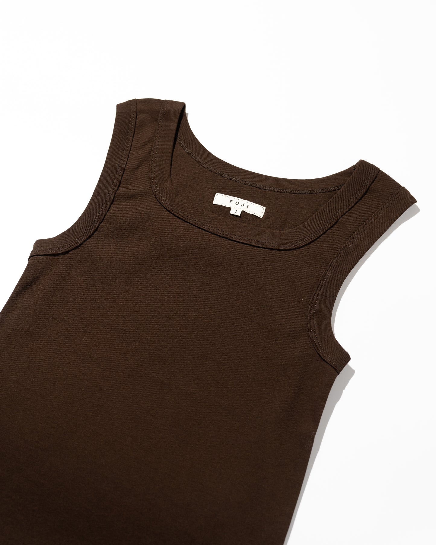 COTTON SQUARE TANK TOP - BROWN