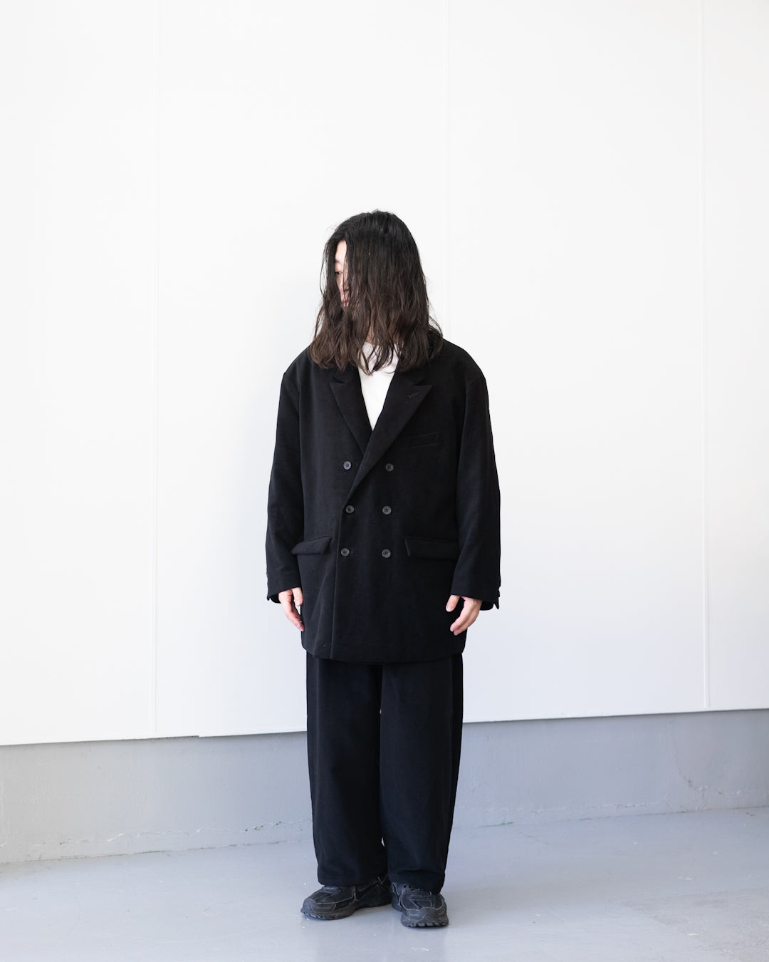 MOLESKIN DOUBLE BREASTED JACKET - BLACK