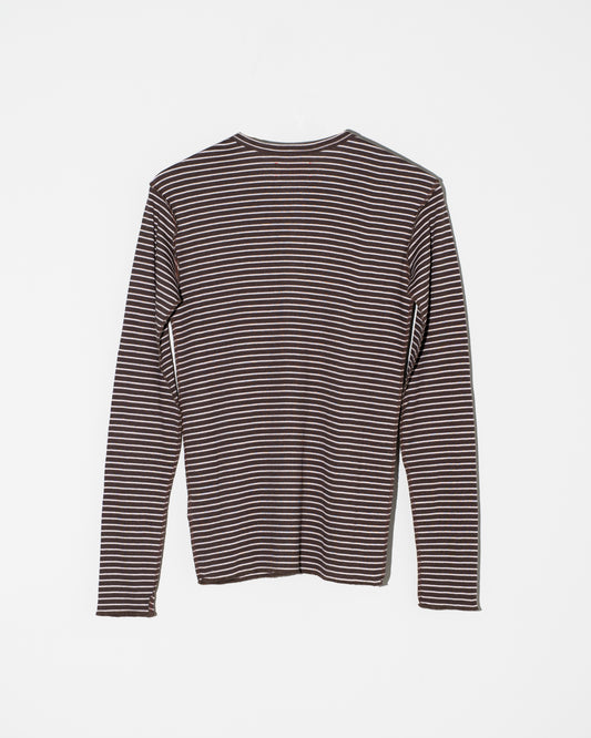 BORDER SOFT RIB HENRY NECK - BROWN×PINK