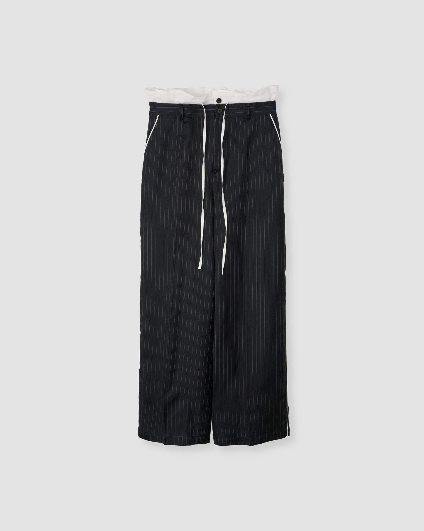 STRIPE CUPRO PIPING PAJAMA PANTS - NAVY STRIPE