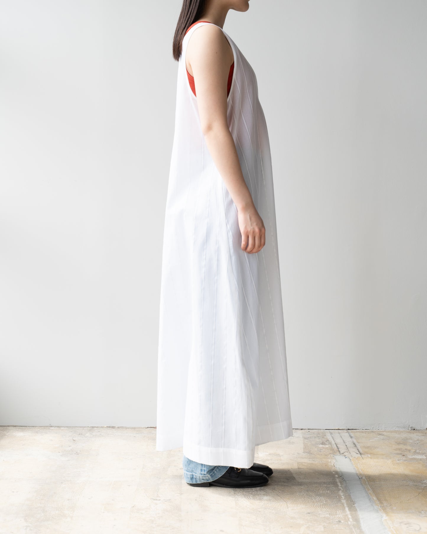 COTTON STRIPE ONE PIECE - WHITE