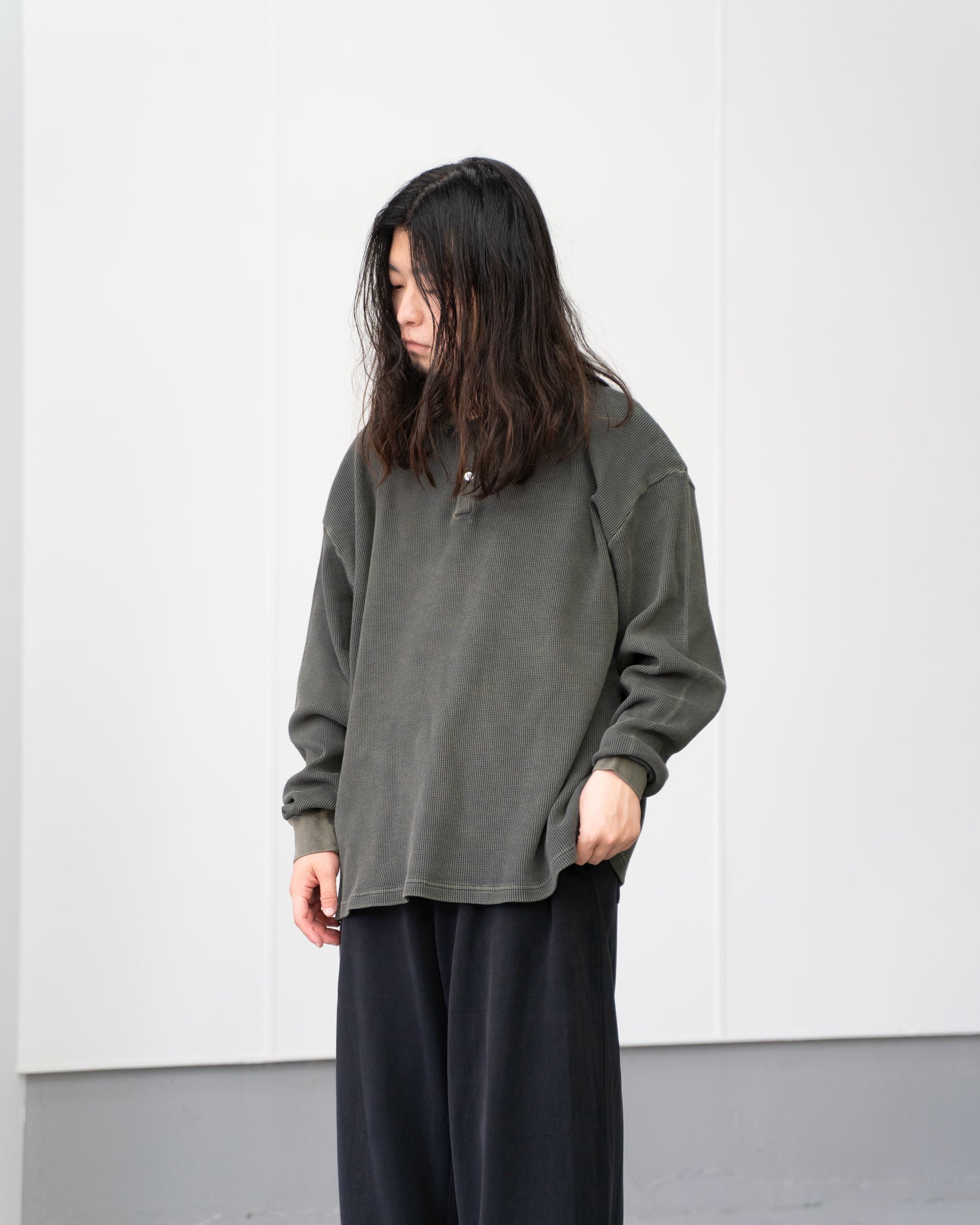 18G GARMENT DYE WAFFLE - CHARCOAL