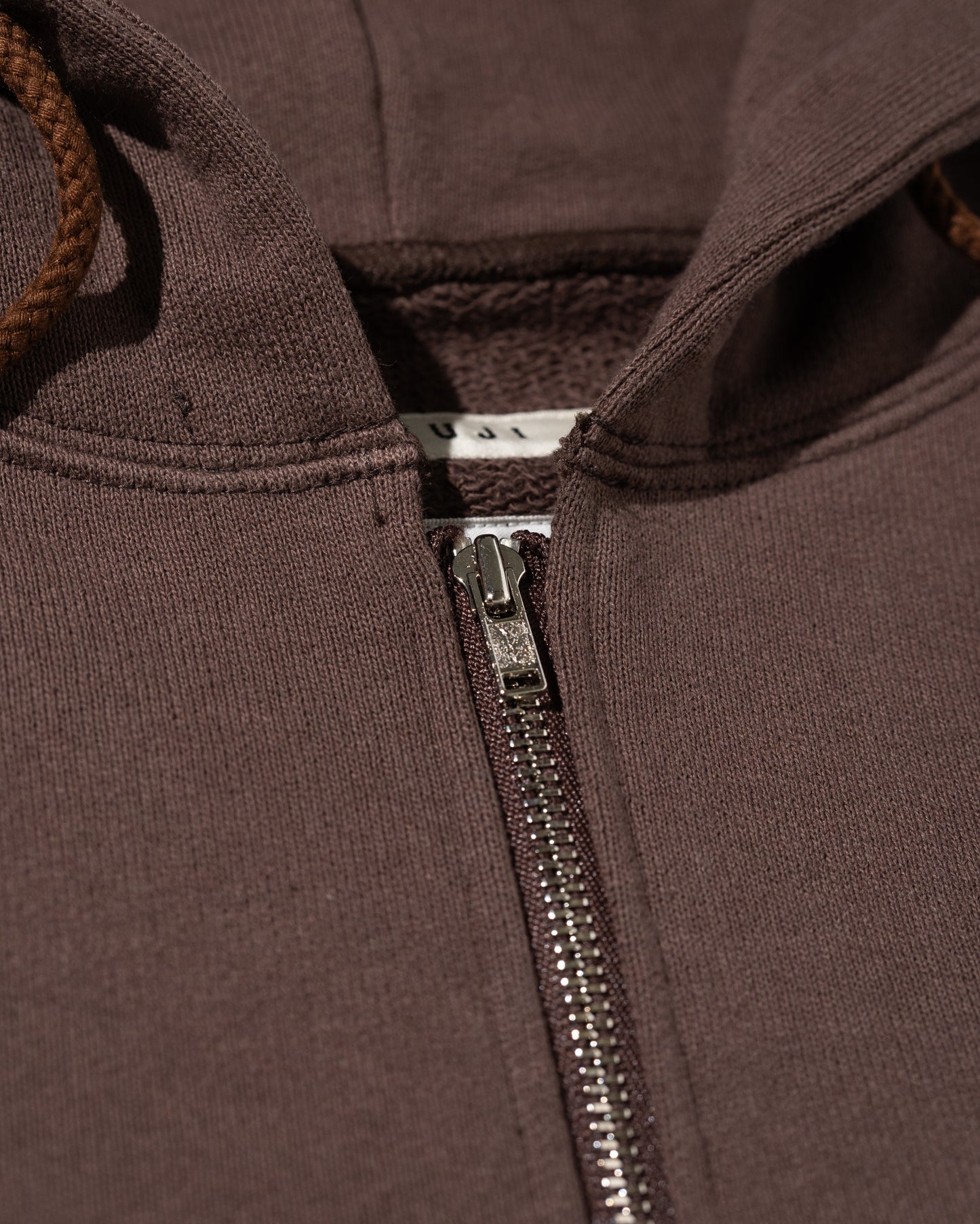 COTTON ZIP UP HOODIE - BROWN