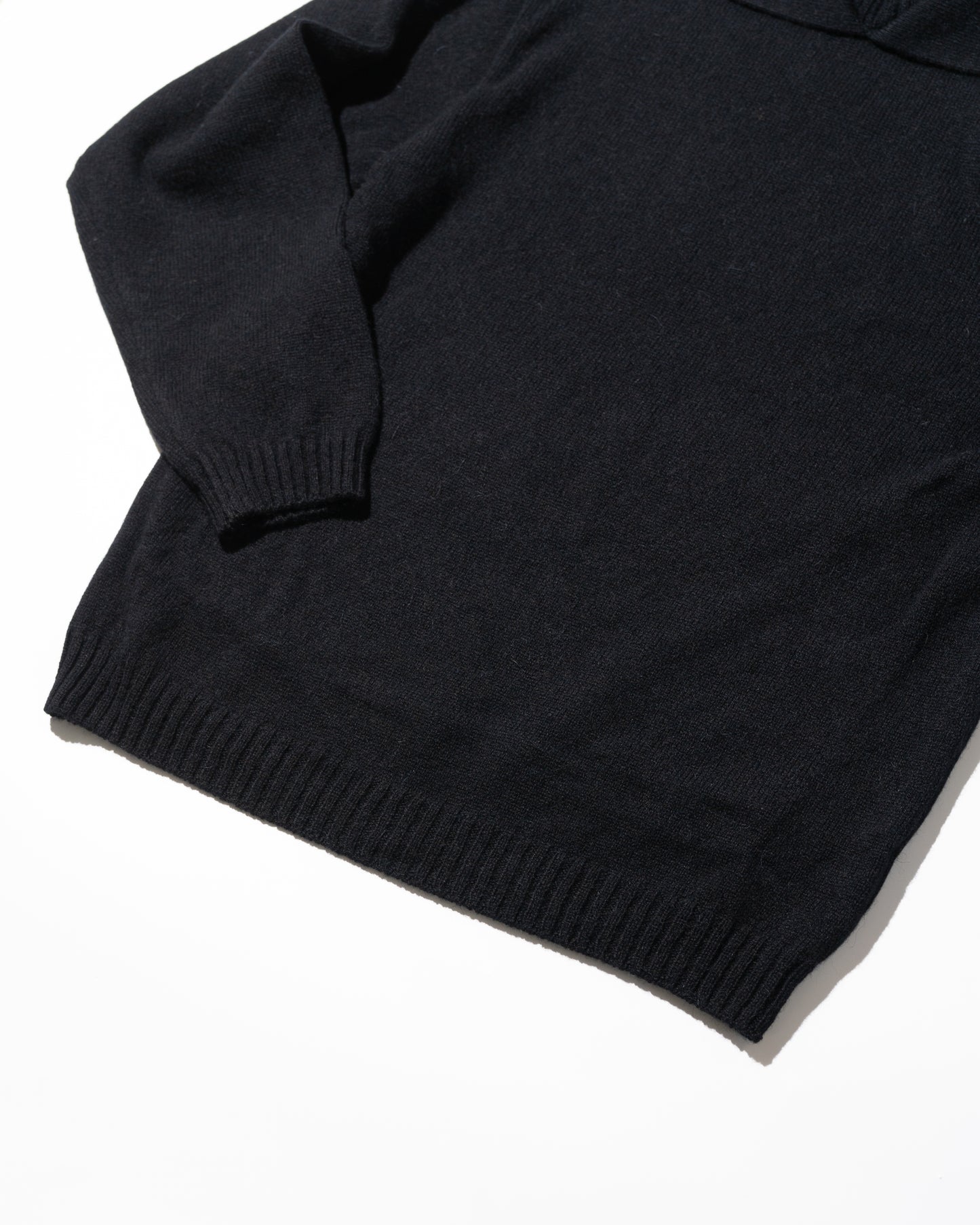 ALPACA POLO COLLAR KNIT SHIRT - BLACK