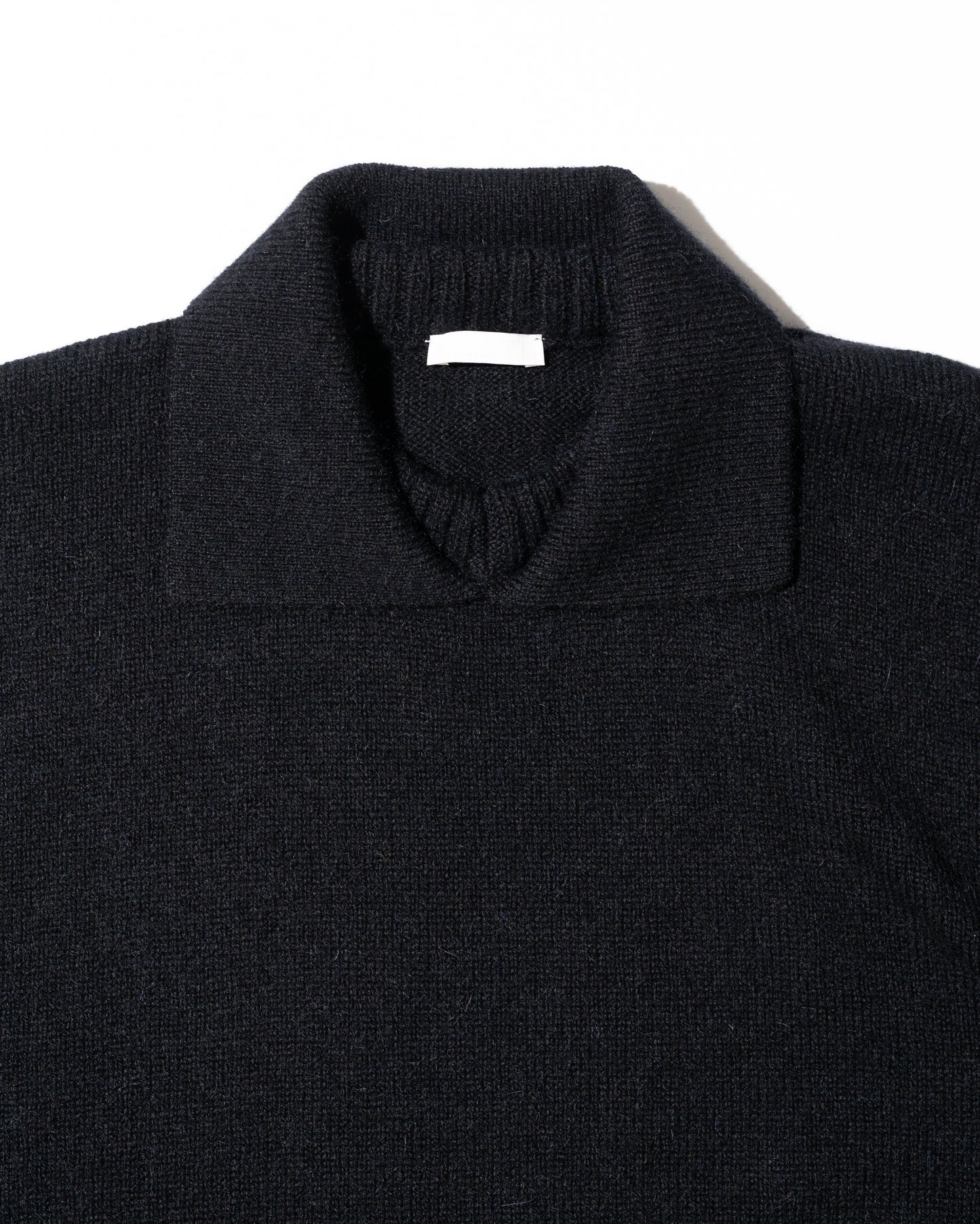 ALPACA POLO COLLAR KNIT SHIRT - BLACK