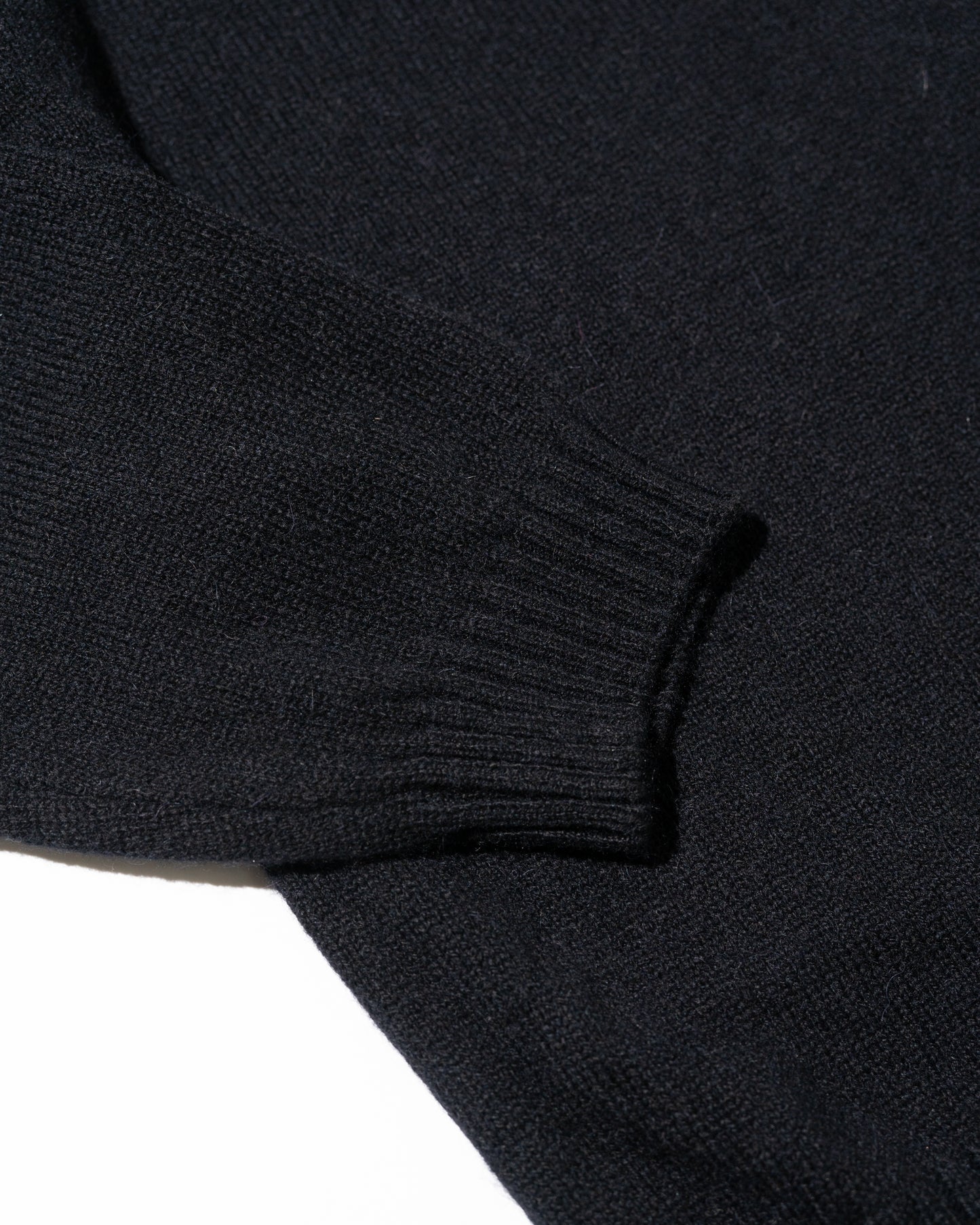 ALPACA POLO COLLAR KNIT SHIRT - BLACK