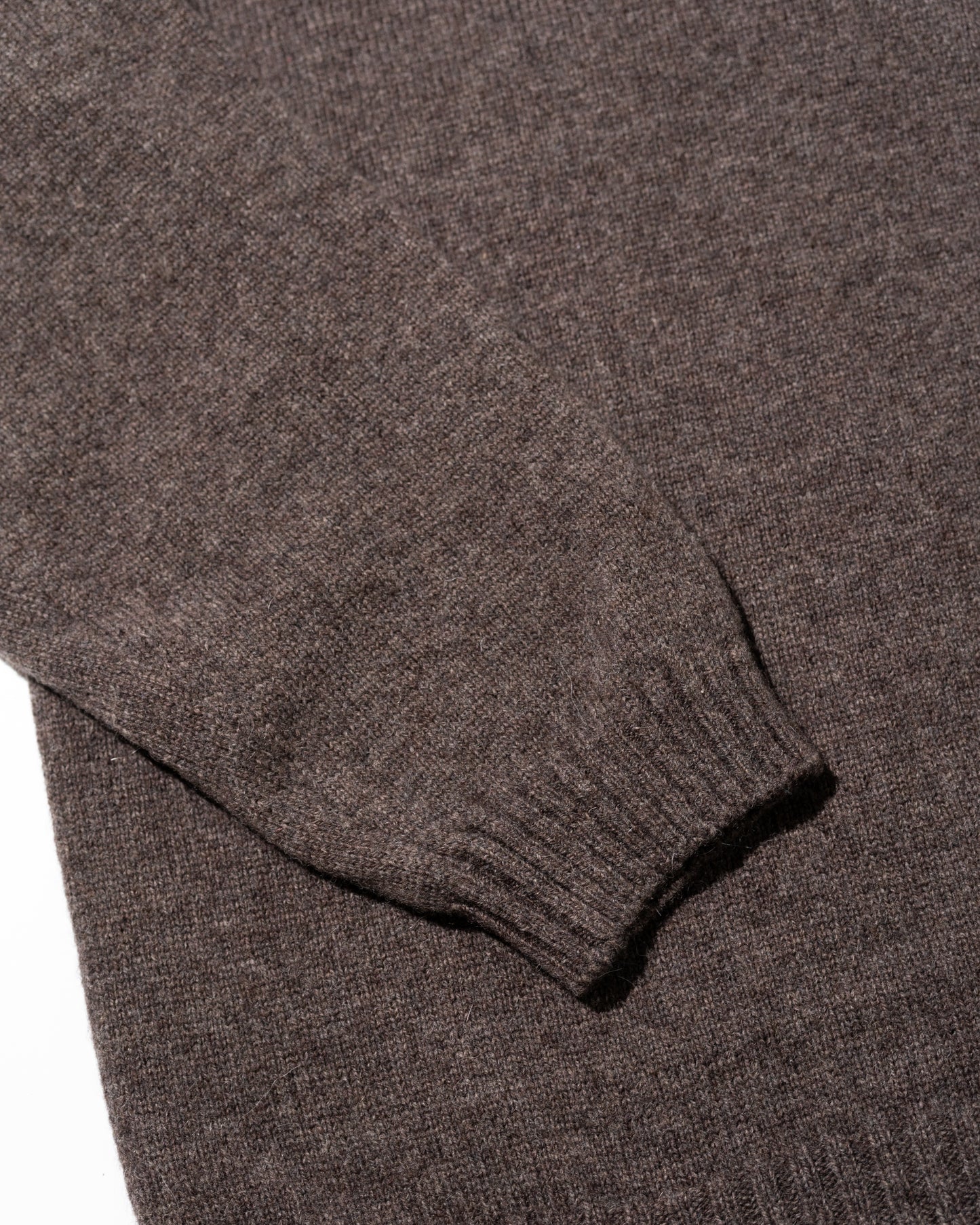 ALPACA POLO COLLAR KNIT SHIRT - BROWN