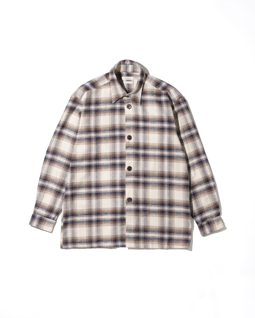 COTTON CHECK SHIRT JACKET (femme) - BROWN NAVY CHECK