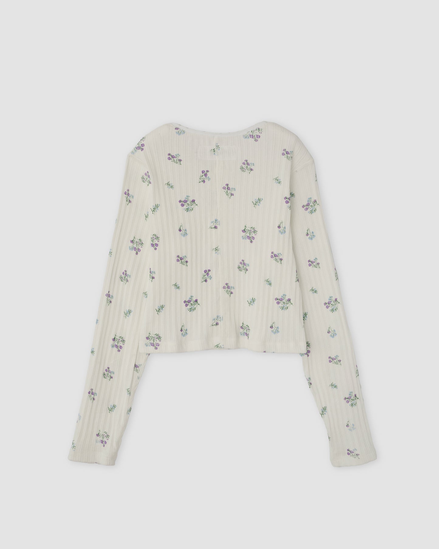 COTTON EYELET RIB FLOWER CARDIGAN - FLOWER
