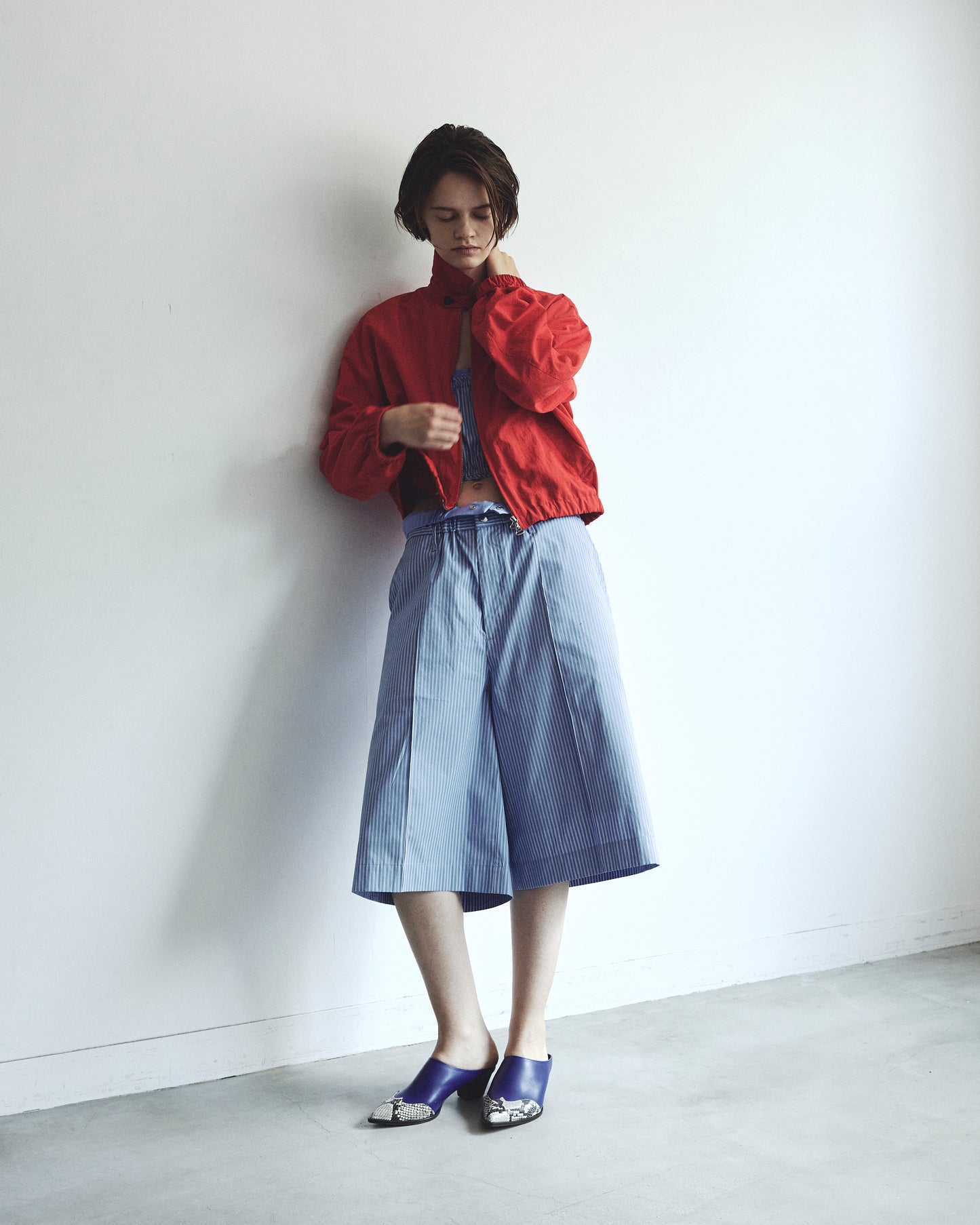 NYLON TAFFETA OVERSIZED DRIZZLER JACKET - RED