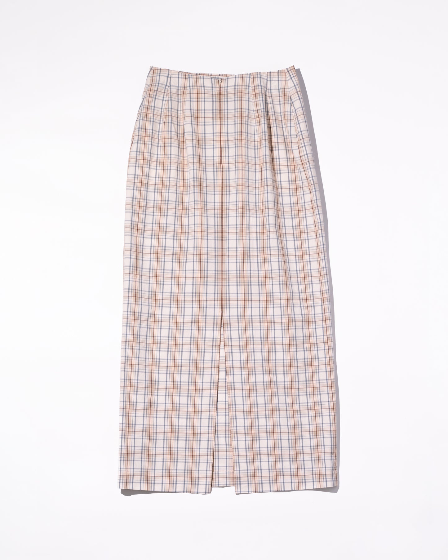 COTTON CHECK SKIRT - BEIGE CHECK